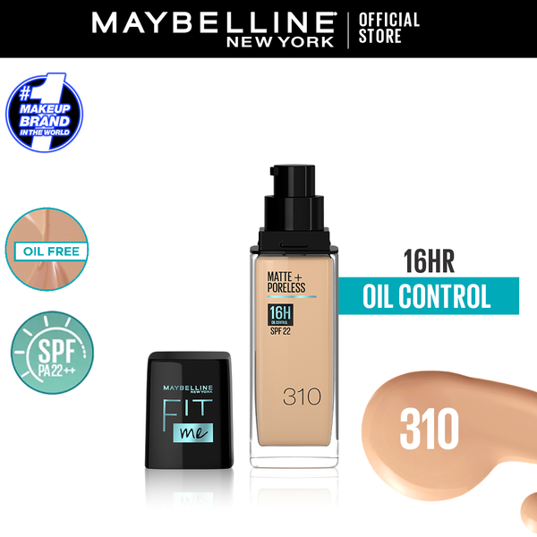 Maybelline New York- Fit Me Matte + Poreless Liquid Foundation SPF 22 - 310 Sun Beige 30ml - For Normal to Oily Skin