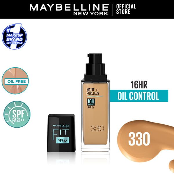 Maybelline New York- Fit Me Matte + Poreless Liquid Foundation SPF 22 - 330 Toffee 30ml - For Normal to Oily Skin