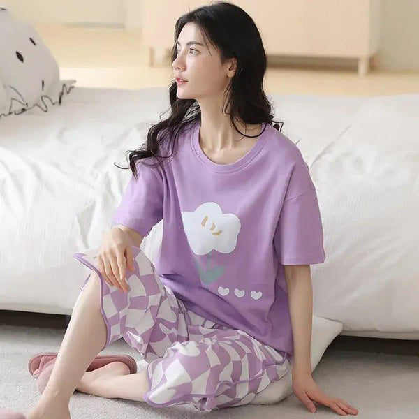 VYBE - Flower With Heart Printed PJ Suit