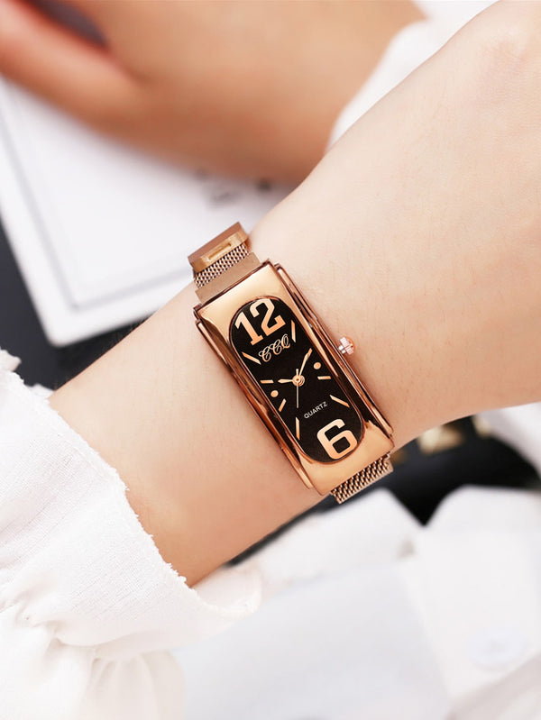 Shein - Rectangle Pointer Quartz Watch