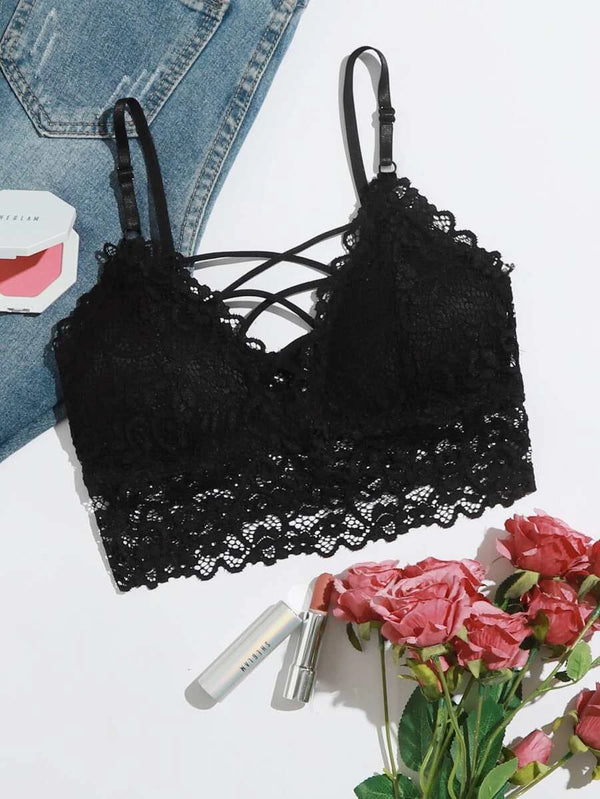 Shein - Sexy Lingerie - Light lace bra with mesh front detail