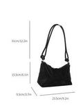 Shein - Lightweight,Business Casual Black Hobo Bag Studded Decor With Zipper For Teen Girls Women College Students