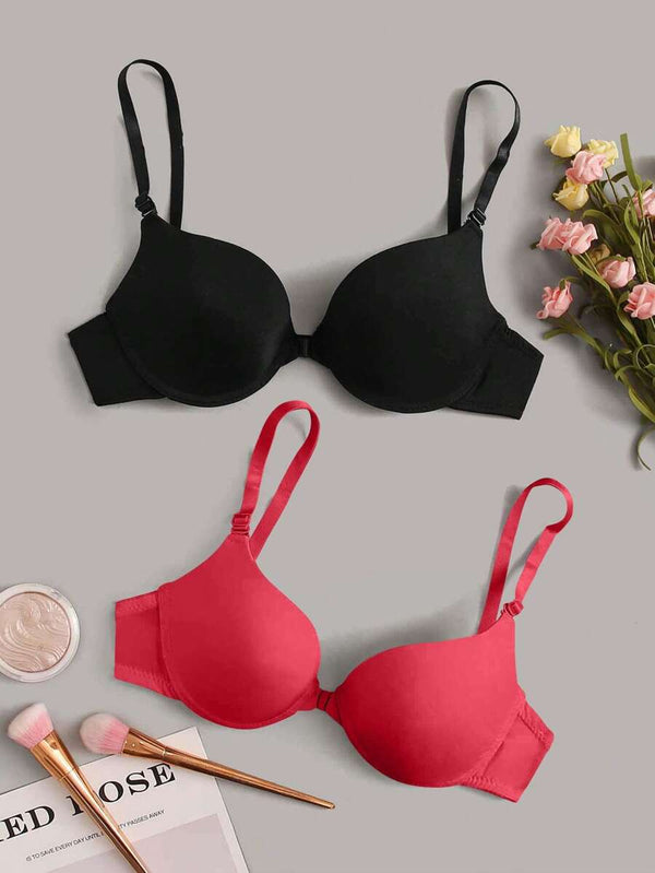 Shein - Solid color bra metal ring 2pcs