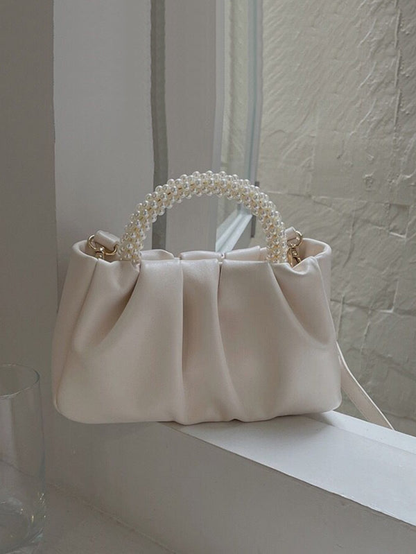 Shein - Argyle Princess Faux Pearl & Rhinestone Pearl Chain & Decor Faux Pearl Handle Cloud-Shaped Shoulder Bag