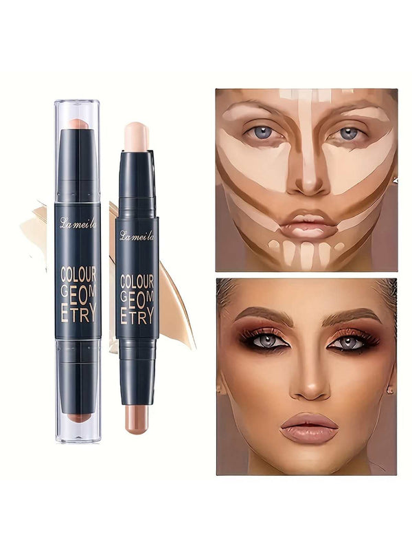 Shein - 2-Color Double Headed Contouring Penn, Highlighter Concealer Stick, Natural Stereoscopic Facial Contouring Makeup Stick (02)