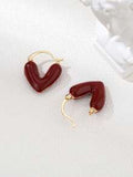 Shein - 1 Pair Elegant And Delicate Heart Stud Earrings, Suitable For Daily Wear