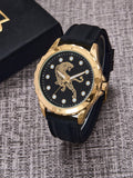 Shein - 1Pc Men'S Black Silicone Strap Fashionable Quartz Wristwatch