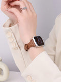 Shein - 1Pc Men Women Fashion Leather Strap For Apple Watch Band 8 45Mm 44Mm 38Mm 40Mm 41Mm 42Mm 49Mm Sport Smart Watch Bracelet Wristband For  Series/Ultra/Se/9/7/6/5/4/3/2/1