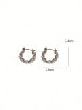 Shein - 1 Pair Of Simple, Light Luxurious And High-End Vintage Hollow Circle Faux Pearl Earrings