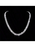 Shein - 1 Set Of Luxurious And High-End Shining Full Diamond Collarbone Necklace, Bracelet And Earrings Set, Suitable For Sending To Female Friends For Various High-End Party Occasions And Daily Wear.