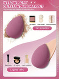 Shein - 4Pcs Cosmetic Sponge With Storage Box, Suitable For Cream And Powder Concealer, Loose Powder Cosmetics