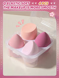 Shein - 4Pcs Cosmetic Sponge With Storage Box, Suitable For Cream And Powder Concealer, Loose Powder Cosmetics