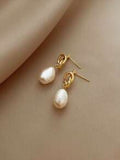 Shein - 1 Pair Knotted Faux Pearl Dangle Earrings,Vintage And Elegant Knot Shaped Ear Studs