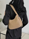 Shein - 1pc Solid Color Shoulder Tote Bag Women's High-Quality Texture Bag, 2024 Spring/Summer New Fashionable One Shoulder Bucket Bag