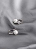 Shein - 1 Pair White 8mm Round Shell Pearl Earrings S925 Hook Silver