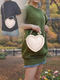 Shein - Mini Novelty Bag Heart Shaped With Zipper PU