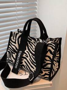 Shein - Fashionable Zebra Pattern Tote Korean Edition