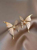 Shein - 1 Pair Petite Diamond Inlaid Butterfly Minimalist Simple Stud Earrings