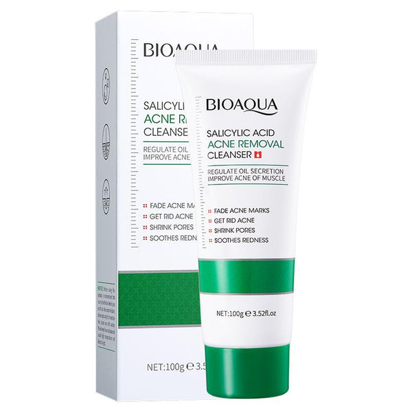 BIOAQUA - Salicylic Acid Acne removal cleanser acne marks fading pores shrinking redness soothing oil controlling facial cleanser 100g BQY56297