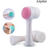 Colourme - Julystar 3D Double Side Silicone Facial Cleansing Brush Portable For Face Cleaning And Massage Tool For Girls & Women