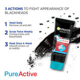 Garnier- Skin Active 3-in-1 Charcoal Blackhead Face Wash Mask Scrub, 100ml