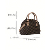 Shein - Stylish double handle geometric pattern dome briefcase for office work