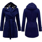 VYBE - Women Long Coat - Navy Blue