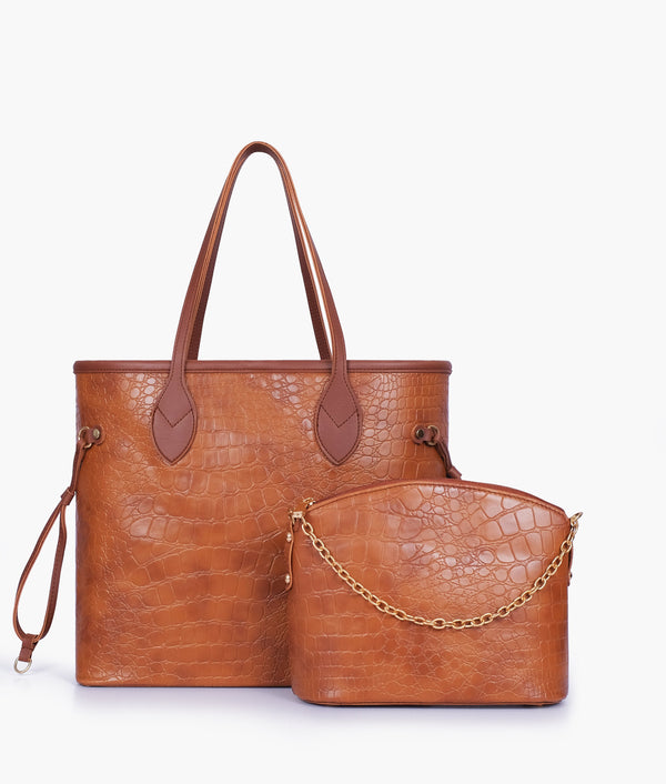 RTW - Brown crocodile neverfull two piece set