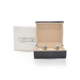 Cufflers - Classic CU-0013 Gold and Silver Round Cufflinks with Free Gift Box - Silver