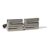 Cufflers - Vintage Copper and Silver Rectangle Cufflinks CU-1001 with Free Gift Box - Silver