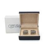 Cufflers - Vintage Copper and Silver Rectangle Cufflinks CU-1001 with Free Gift Box - Silver