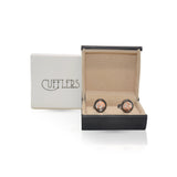 Cufflers - Vintage Classic Black Circle Cufflinks Model 1029 - Free Gift Box Included