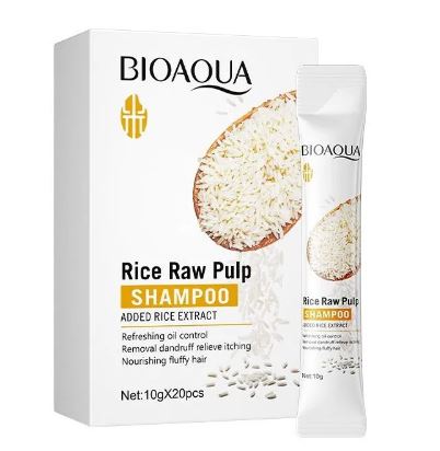 BIOAQUA - Pack Of 20pcs Rice Raw Pulp , Added Rice Extract Shampoo 10g Sachet For Girls and For Women BQY96520