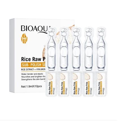 BIOAQUA - Pack Of 10pcs Rice Extract + Hylauronic Acid Sub Polish Glowing and Brightning Serum Set 1.9ml For Girls and For Women BQY96506