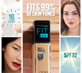 Maybelline New York- Fit Me Matte + Poreless Liquid Foundation SPF 22 - 115 Ivory 30ml - For Normal to Oily Skin SPF 22