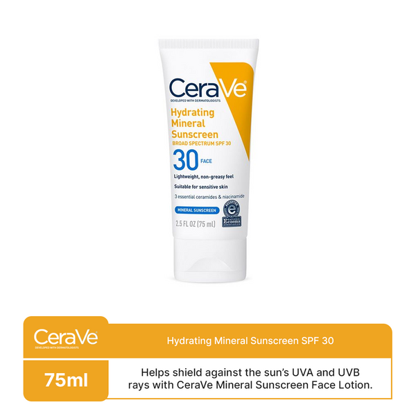 CeraVe- Hydrating Mineral Sunscreen SPF 30 Face Lotion, 75ml