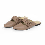 VYBE - Ruched Cut Out Flats- Khakhi
