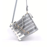 Shein Dual color Belt style  handbag with large capacity and double handle-Grey