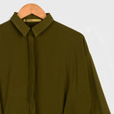 VYBE - Button Down Long Top - Green