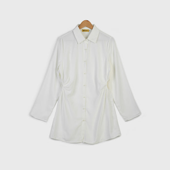 VYBE - Modest Button Down Top - White