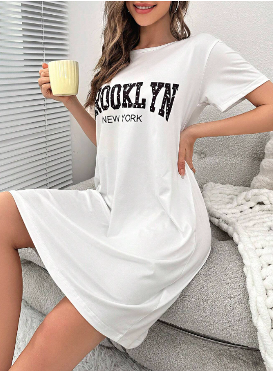 Shein - Mulvari Letter Graphic Nightdress