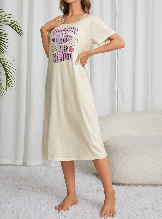 Shein - Text Pattern Women's Nightgown