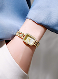 Shein - Fashionable & Elegant Square Shape Full Starry Rhinestone Lady Quartz Watch