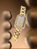 Shein - Fashionable & Elegant Square Shape Full Starry Rhinestone Lady Quartz Watch