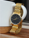 Shein - New Arrival Simple Style Gold Color Black Dial Women's Watch