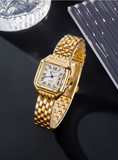 Shein - 1pc Square Pointer Quartz Watch & 1pc Rhinestone Bracelet