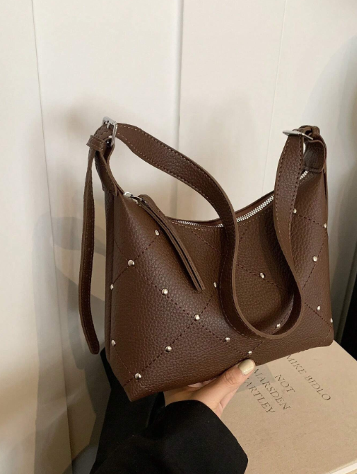 Shein - Casual Minimalist Small Rivet Decorated Fashion Ladies Shoulder Bag