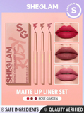 SHEGLAM So Lippy Lip Liner Set-Rose Garden 3 Pcs/Set Soft Matte Red Lip Liner Pencil High Pigment Easy To Use Rose garden