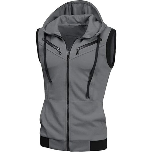 Vybe - Sleeveless Hooded Zipper - Charcoal