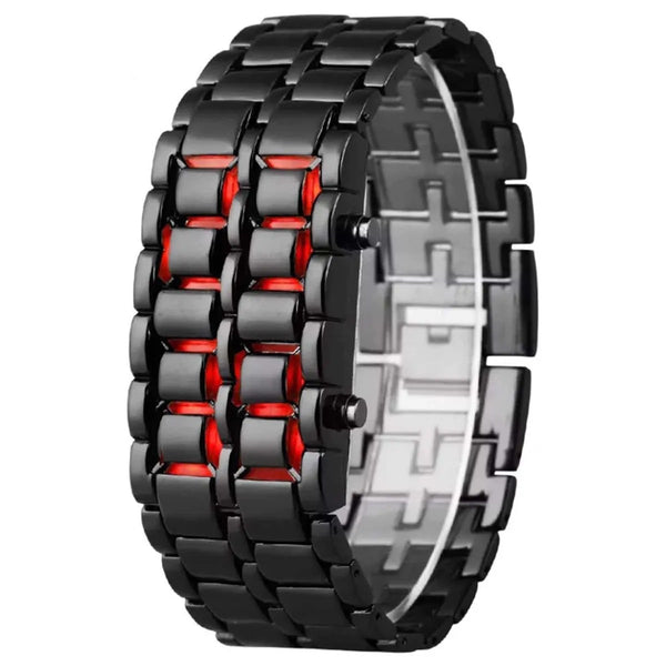 HotSpot Wathces - Fashion Mens Digital Lava Wrist Watch Men Black Full Metal Red LED Display Watches Gifts for Male Boy Sport Creative Clock